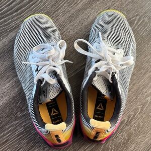 Reebok Striped Sneakers with Pink and Yellow Accents